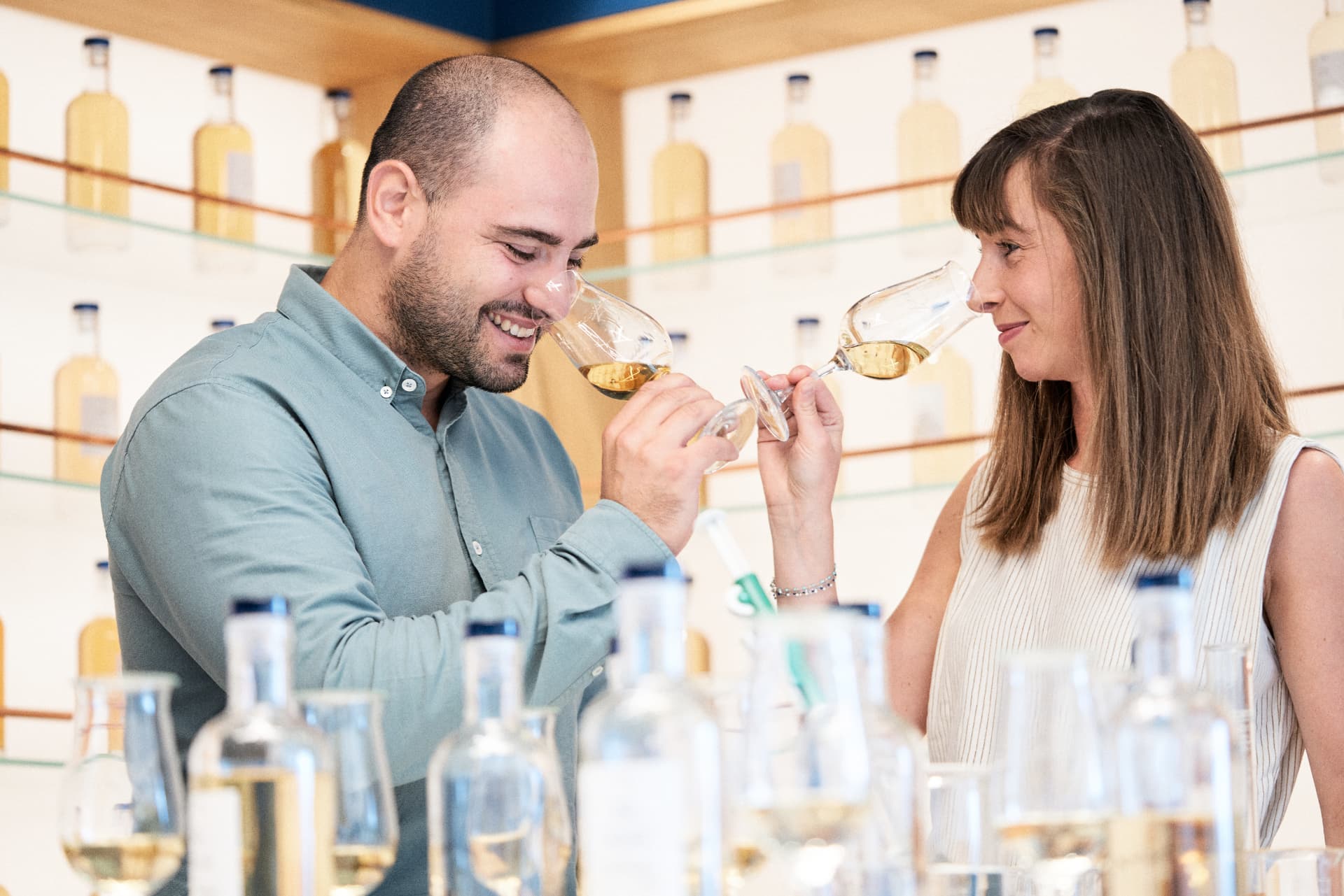Dr. Magali Picard, Whisky Master, tasting at the Maison Lineti distillery.